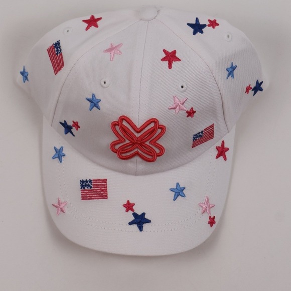 Lilly Pulitzer Accessories - Lilly Pulitzer Baseball Cap Stars and Stripes White Embroidered OS Cotton NEW